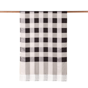 Black White Buffalo Checked Silk Scarf - Thumbnail