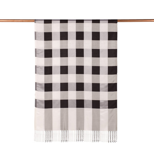 Black White Buffalo Checked Silk Scarf