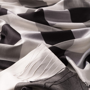 Black White Buffalo Checked Silk Scarf - Thumbnail