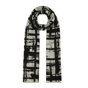 Black White Dilemma Cotton Rayon Scarf - Thumbnail