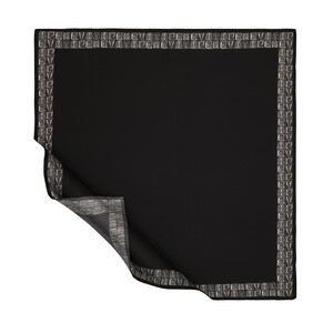 Black White Ethnic Monogram Twill Silk Scarf Model 02 - Thumbnail