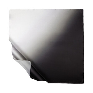 Black White Gradient Satin Silk Scarf - Thumbnail