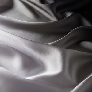 Black White Gradient Satin Silk Scarf - Thumbnail