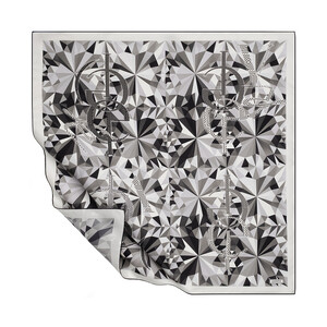 Black White Kalaydescope Twill Silk Scarf - Thumbnail