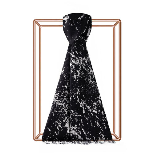 Black White Marble Print Silk Scarf