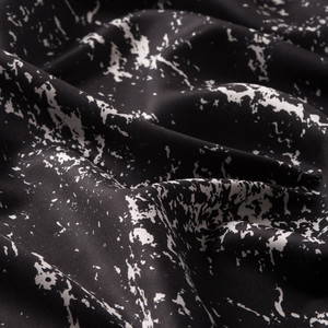 Black White Marble Print Silk Scarf - Thumbnail