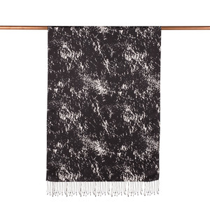 ipekevi - Black White Marble Print Silk Scarf (1)