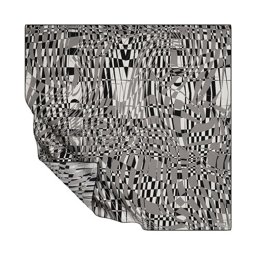 Black White Metropolis Twill Silk Scarf