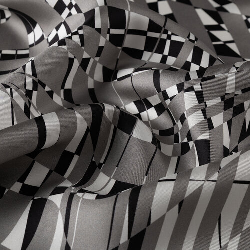 Black White Metropolis Twill Silk Scarf