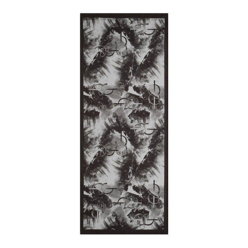 Black White Mono Brush Print Tencel Scarf 