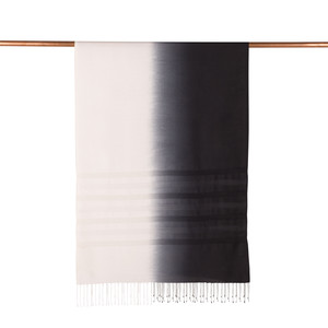 Black White Mono Striped Gradient Silk Scarf - Thumbnail