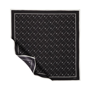 Black White Monogram Silk Twill Scarf - Thumbnail