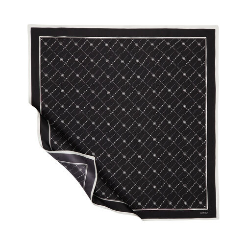 Black White Monogram Silk Twill Scarf