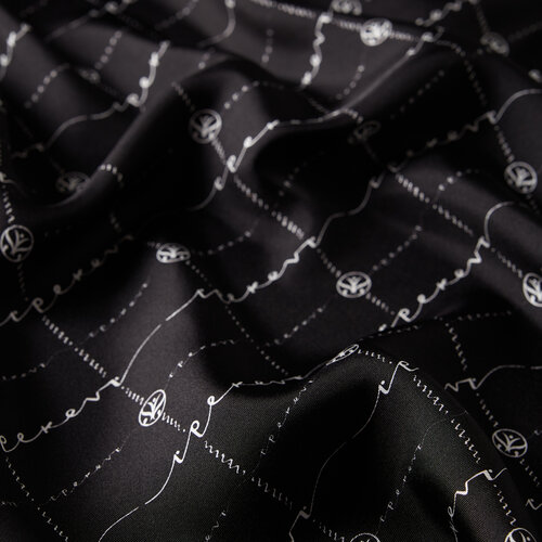 Black White Monogram Silk Twill Scarf