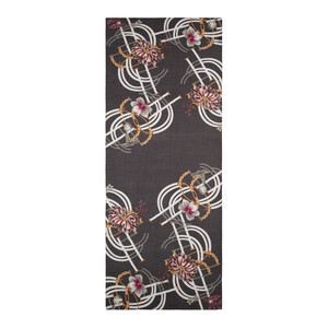 Black White Mystic Garden Print Tencel Scarf - Thumbnail