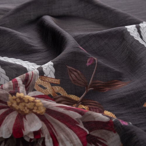 Black White Mystic Garden Print Tencel Scarf