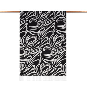 Black White Ocean Breeze Pattern Silk Scarf - Thumbnail