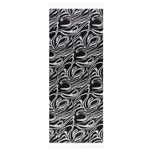 Black White Ocean Breeze Pattern Silk Scarf 