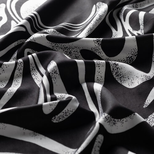 Black White Ocean Breeze Pattern Silk Scarf 