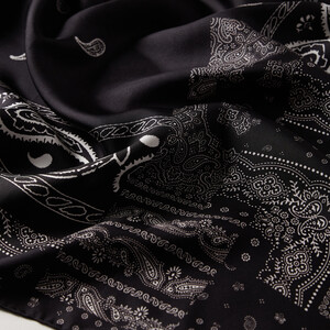 ipekevi - Black White Patchwork Patterned Twill Silk Scarf (1)