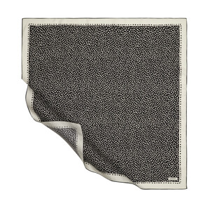 Black White Polka-Dot Twill Silk Scarf - Thumbnail
