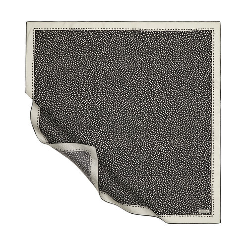 Black White Polka-Dot Twill Silk Scarf