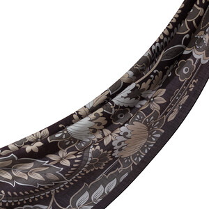 Black White Royal Ivy Pattern Tencel Scarf - Thumbnail