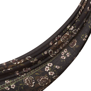 Black White Spring Frame Print Tencel Scarf - Thumbnail