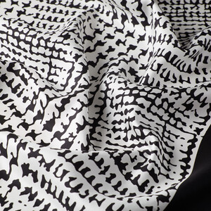 Black White Tweed Plaid Silk Twill Scarf - Thumbnail