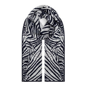 Black White Zebra Print Cotton Scarf - Thumbnail