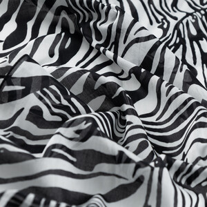 Black White Zebra Print Cotton Scarf - Thumbnail