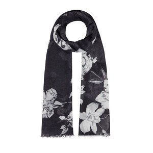 Black Winter Roses Print Scarf - Thumbnail