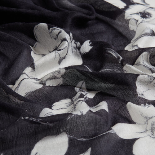 Black Winter Roses Print Scarf