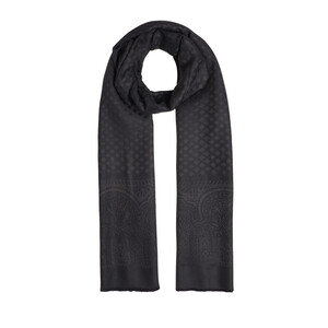 Black Wool Silk Scarf - Thumbnail