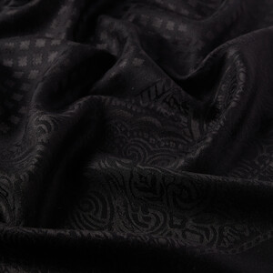 Black Wool Silk Scarf - Thumbnail