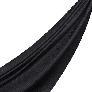 Black Wool Silk Scarf - Thumbnail