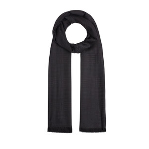 Black Wool Silk Scarf - Thumbnail