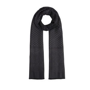 Black Wool Silk Scarf - Thumbnail