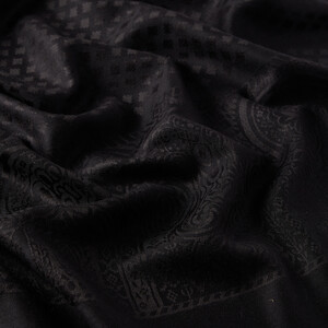 Black Wool Silk Scarf - Thumbnail