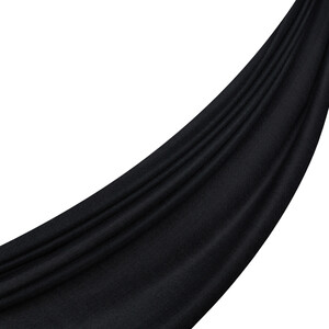 Black Wool Silk Scarf - Thumbnail