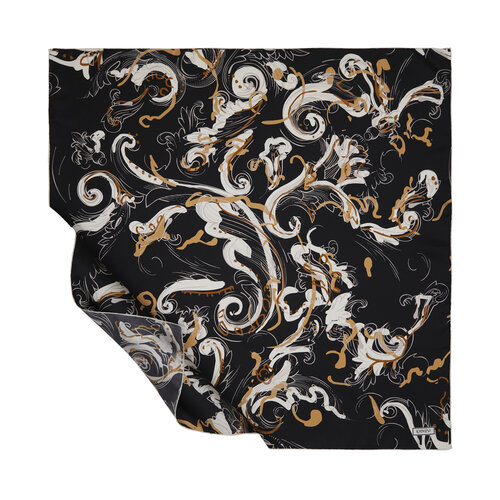 Black Yellow Breeze Twill Silk Scarf 