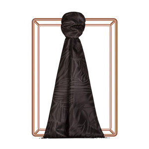 Black Zebra Jacquard Silk Scarf - Thumbnail