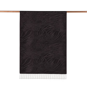 Black Zebra Jacquard Silk Scarf - Thumbnail