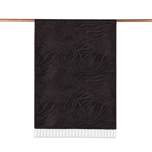 Black Zebra Jacquard Silk Scarf