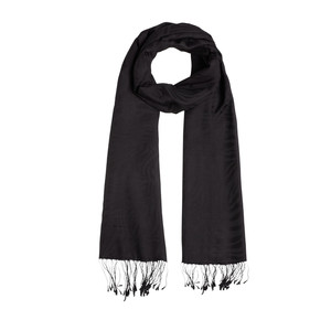 Black Zebra Print Cotton Silk Scarf - Thumbnail