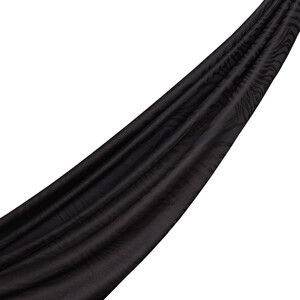 Black Zebra Print Cotton Silk Scarf - Thumbnail
