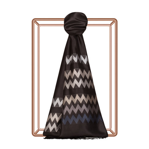 Black Zigzag Silk Scarf