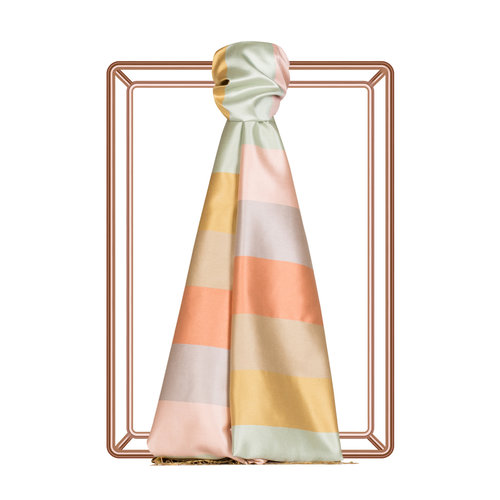 Block Striped Silk Scarf Model 06