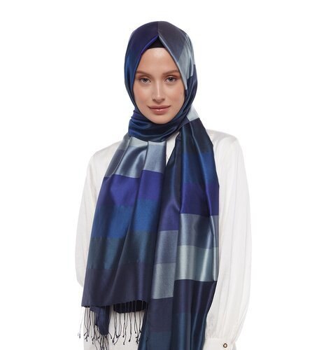 Block Striped Silk Scarf Model 14