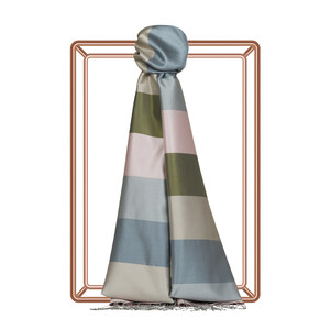 Block Striped Silk Scarf Model 24 - Thumbnail